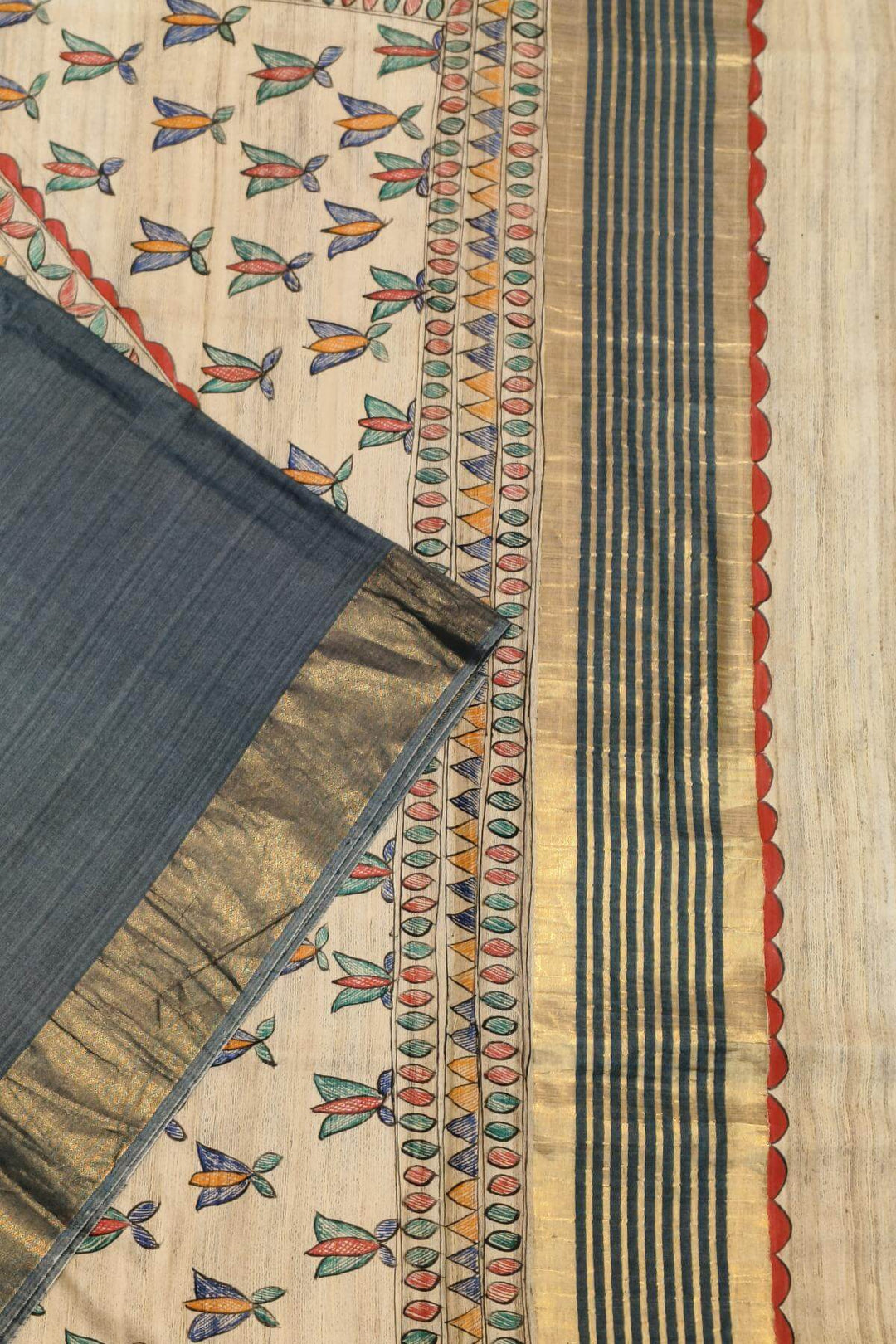 Eri silk saree in elephant grey