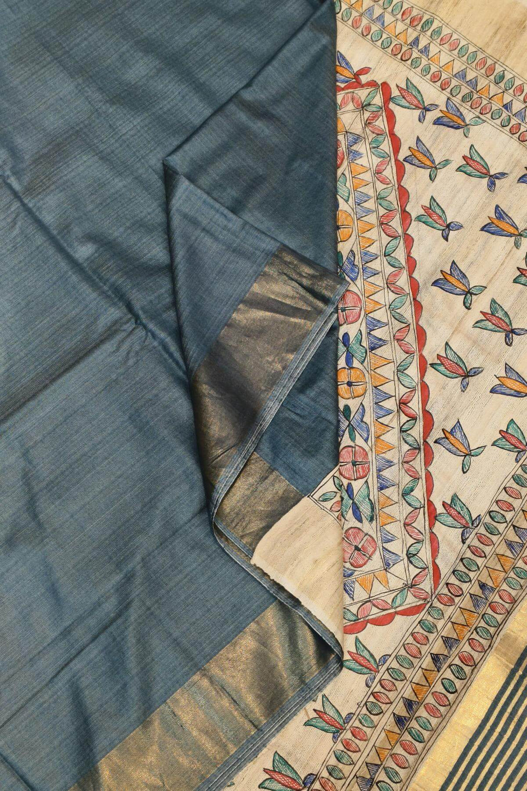 Eri silk saree in elephant grey