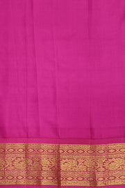 Gadwal pure silk floral  printed  grey  saree with lotus vines.