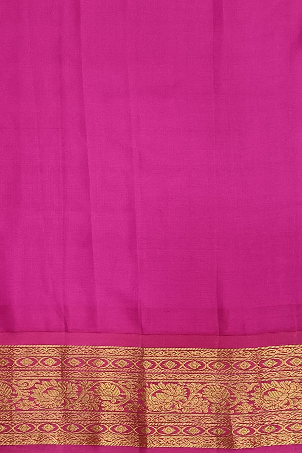Gadwal pure silk floral  printed  grey  saree with lotus vines.