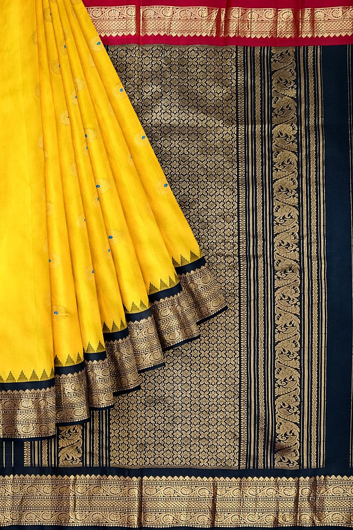 Gadwal pure silk saree in yellow