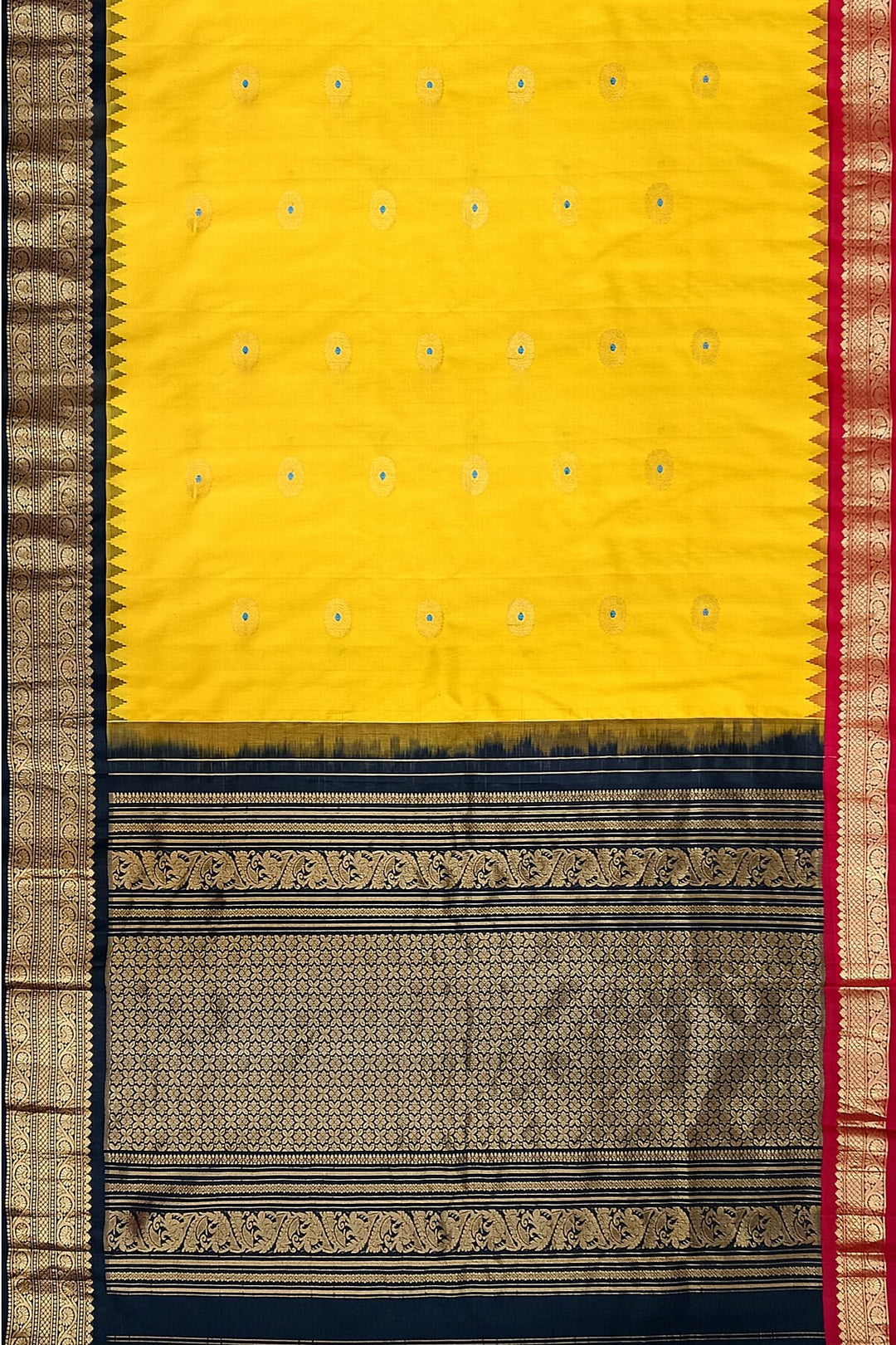 Gadwal pure silk saree in yellow