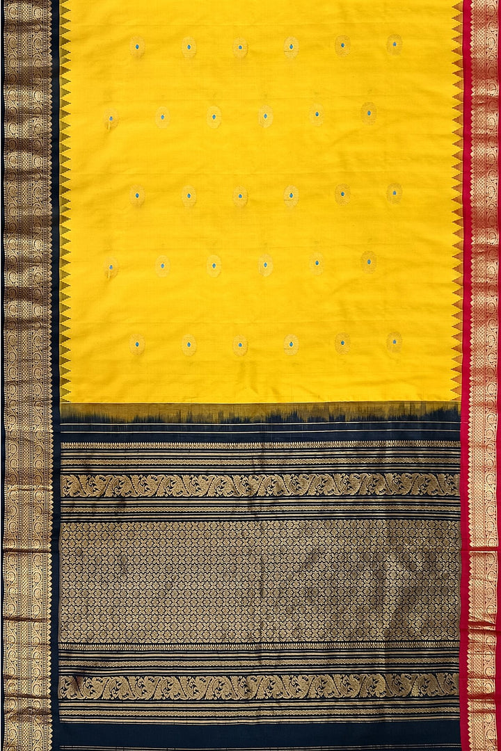 Gadwal pure silk saree in yellow