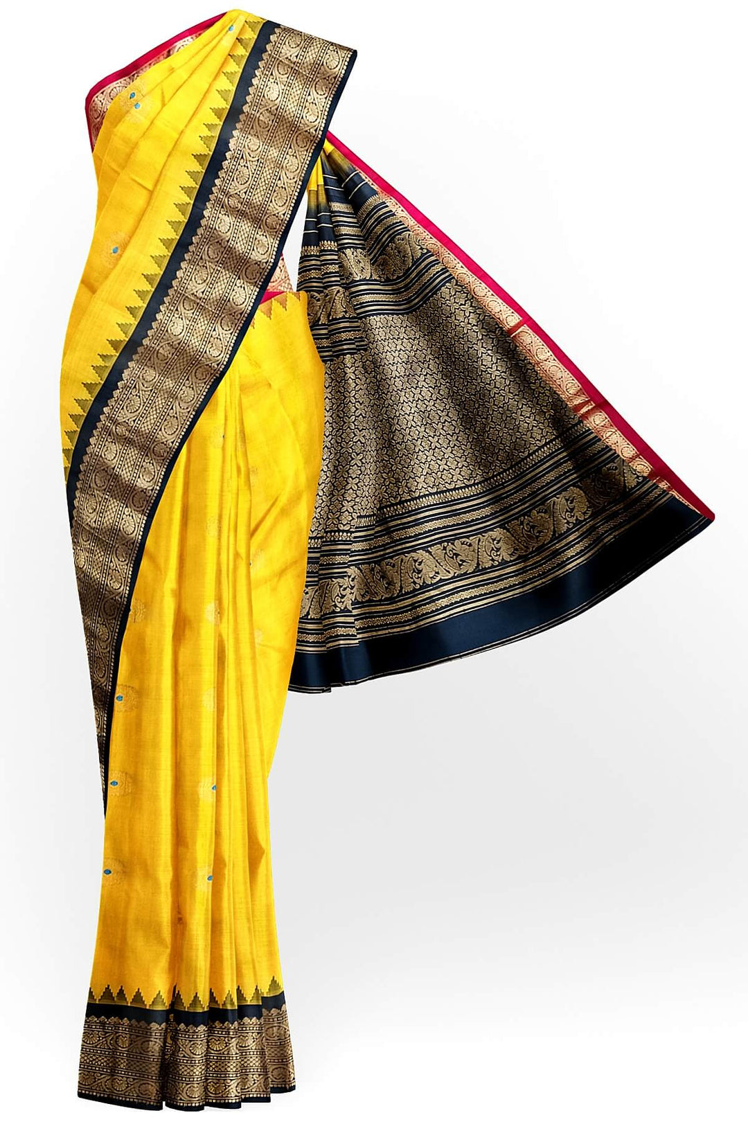 Gadwal pure silk saree in yellow