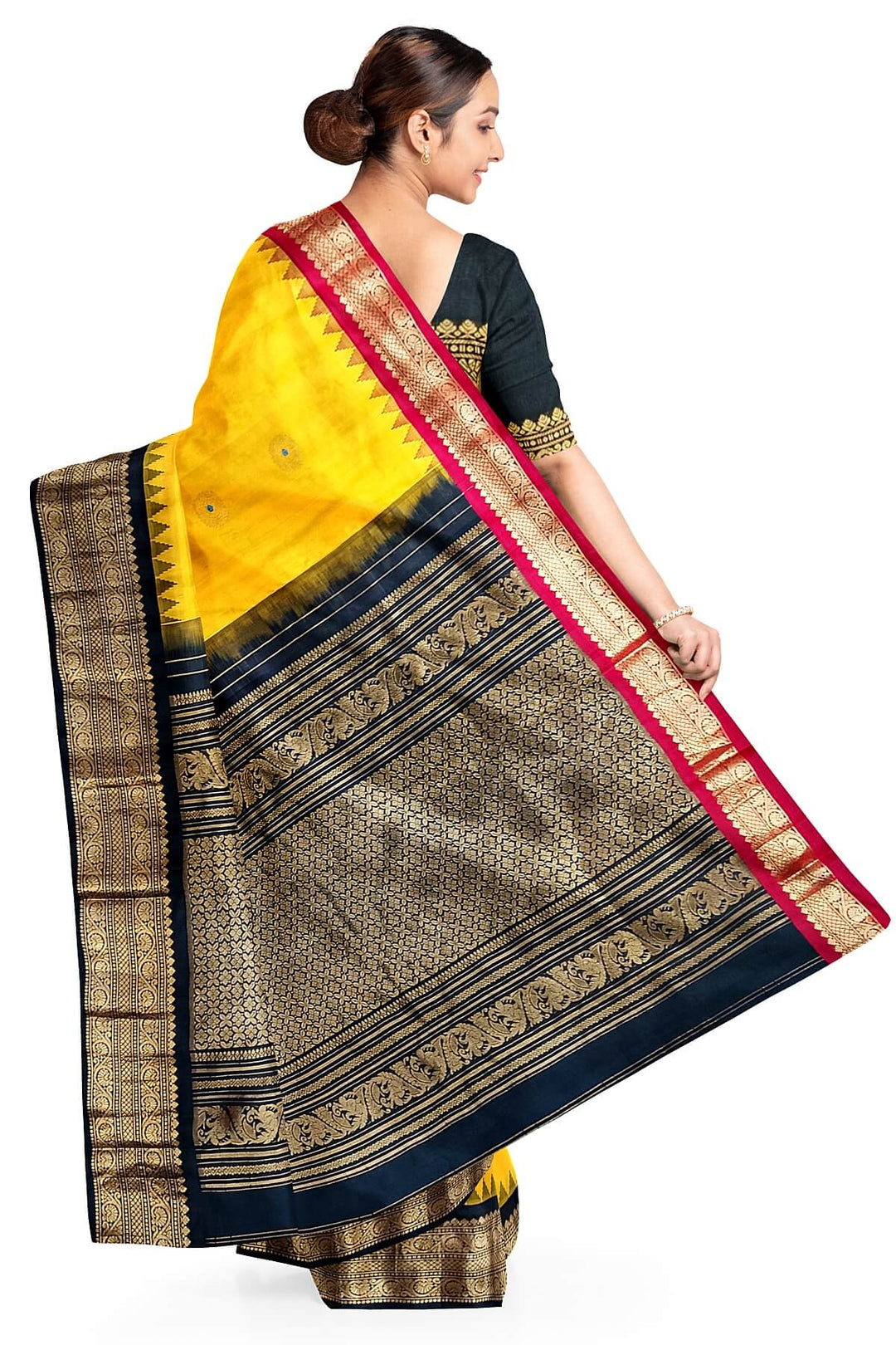 Gadwal pure silk saree in yellow