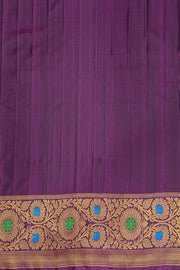 Handwoven Gadwal pure silk brocade saree in blue with rain drop motifs  all over the body.
