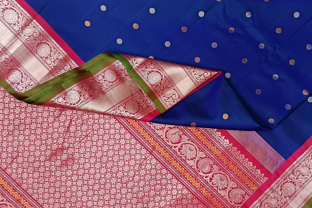 Gadwal pure silk saree in peacock blue