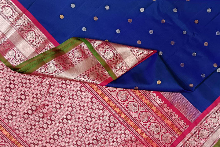 Gadwal pure silk saree in peacock blue