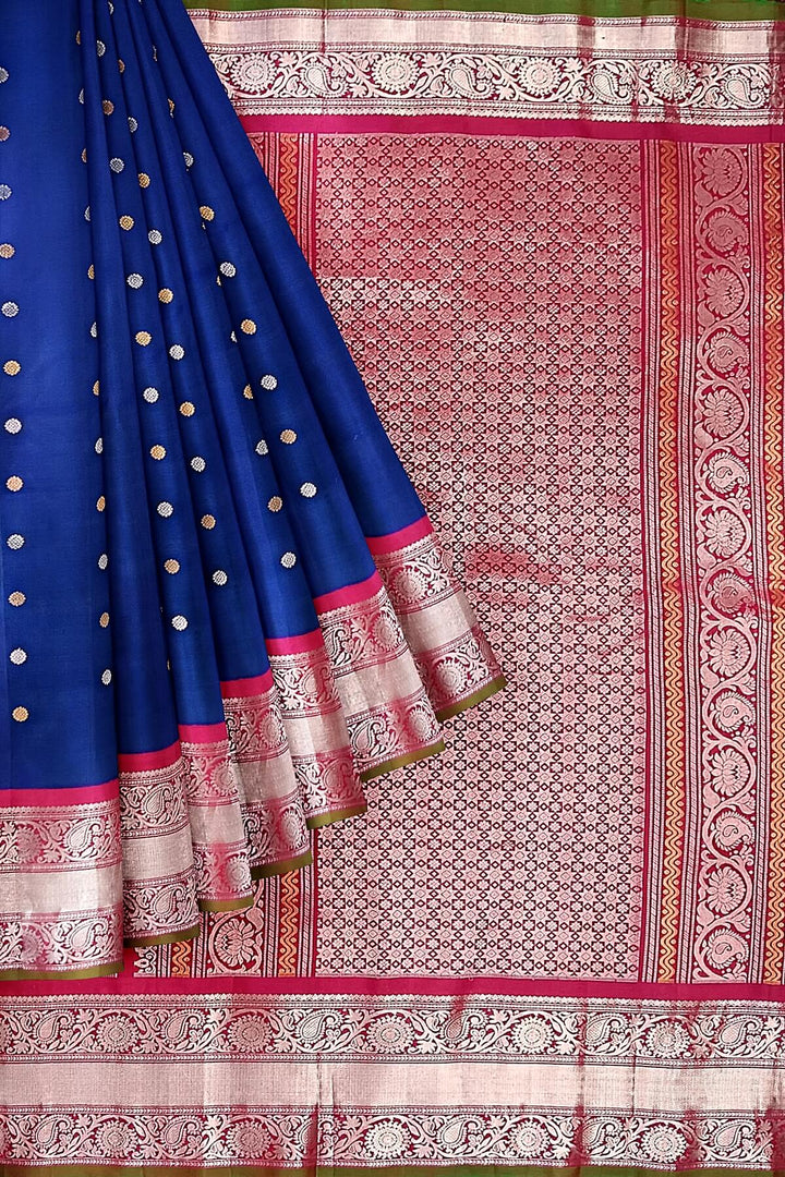 Gadwal pure silk saree in peacock blue
