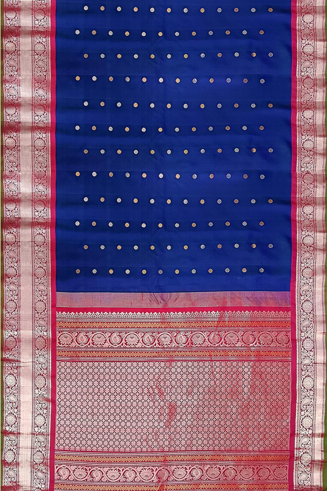Gadwal pure silk saree in peacock blue