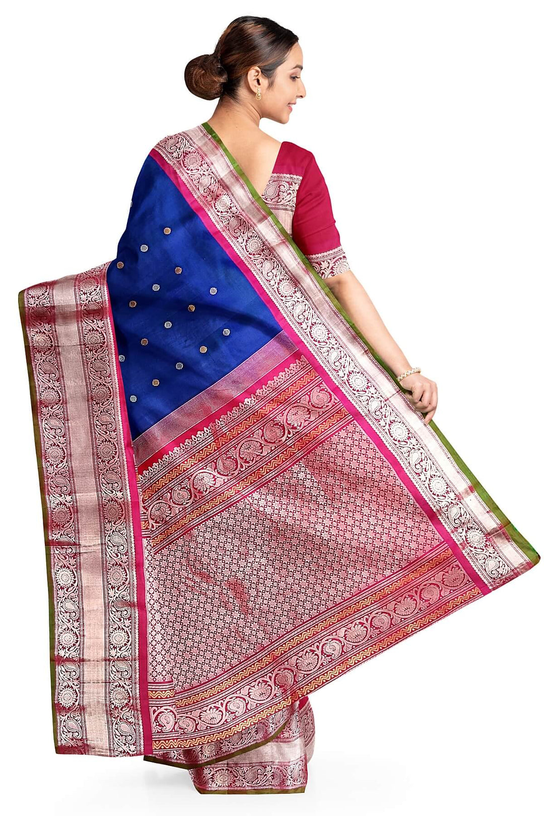 Gadwal pure silk saree in peacock blue