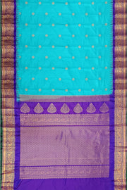Gadwal pure silk saree  in pool blue in self checks
