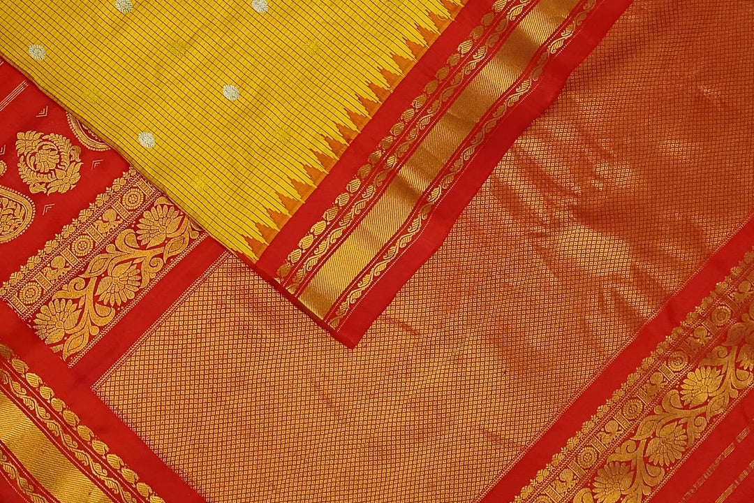 Gadwal pure silk saree in yellow