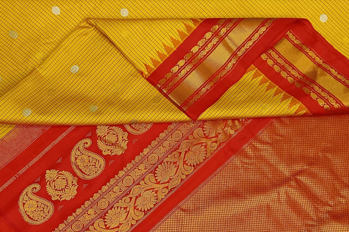 Gadwal pure silk saree in yellow
