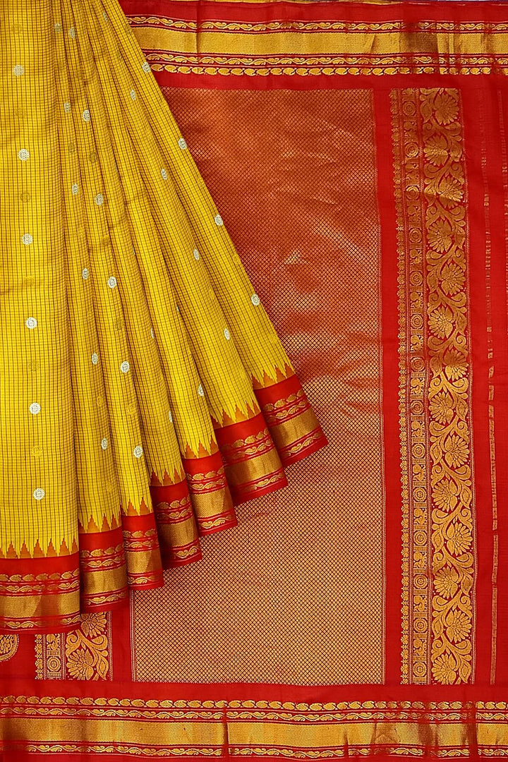 Gadwal pure silk saree in yellow