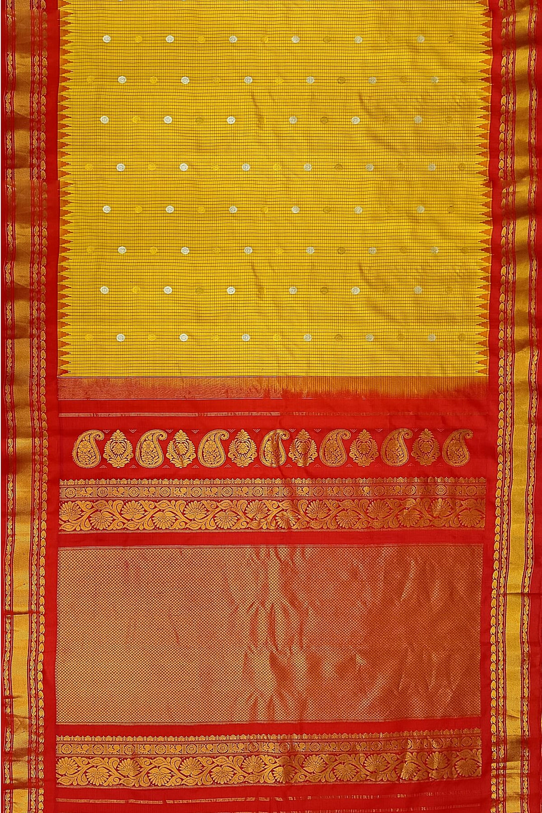 Gadwal pure silk saree in yellow