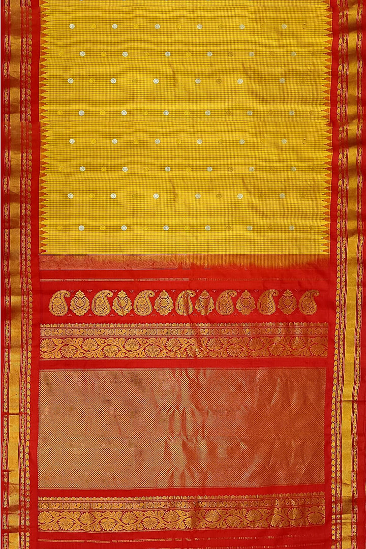 Gadwal pure silk saree in yellow