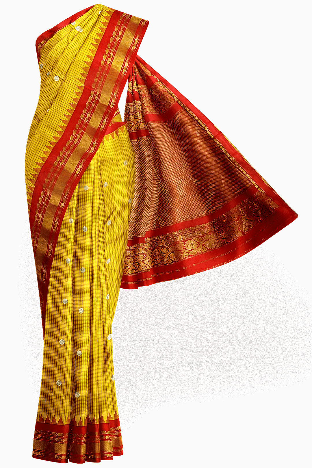 Gadwal pure silk saree in yellow