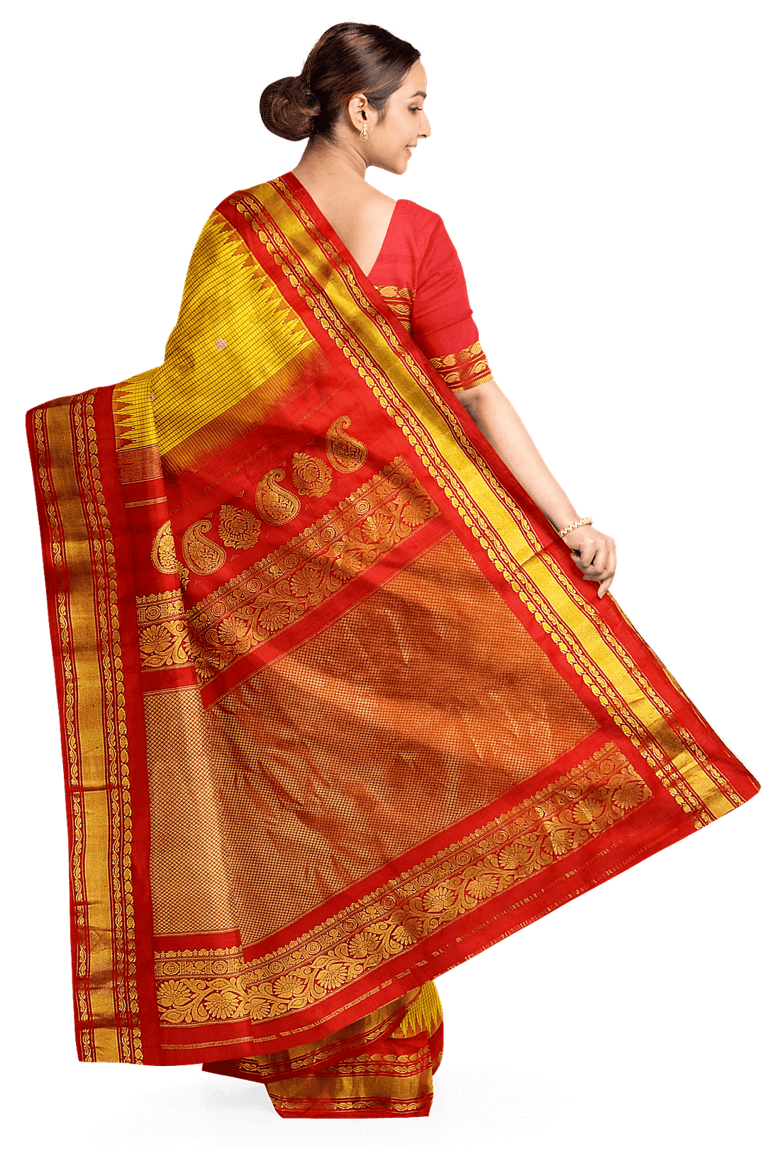Gadwal pure silk saree in yellow