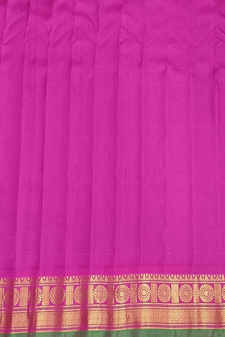 Handwoven Gadwal pure silk saree in royal blue with gold & silver buttis