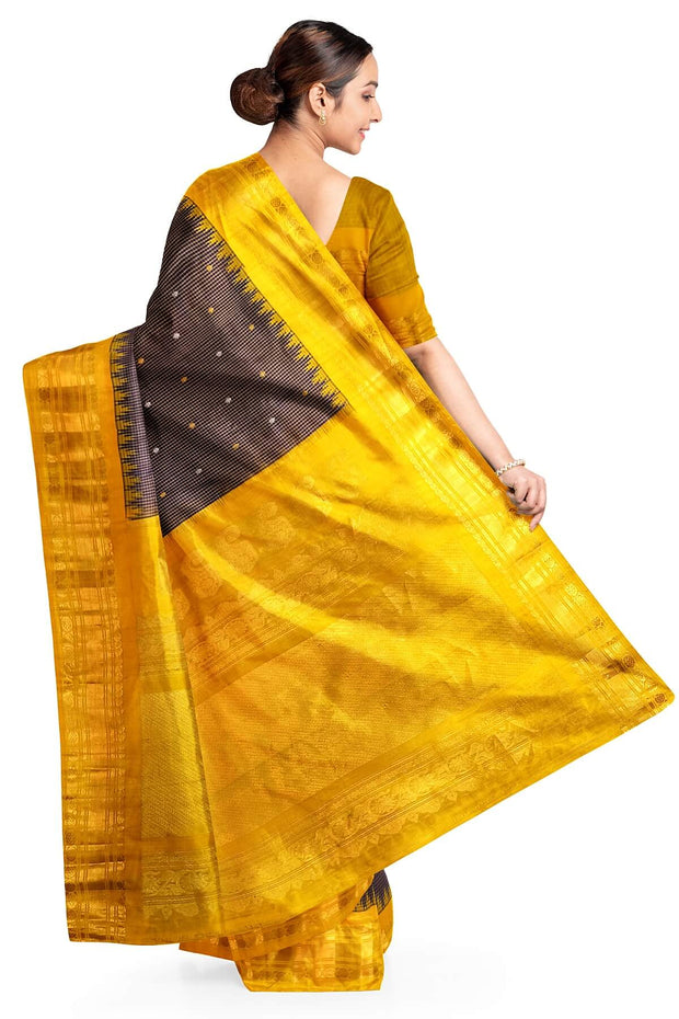 Gadwal pure silk saree in wine in fine checks  with small buttis