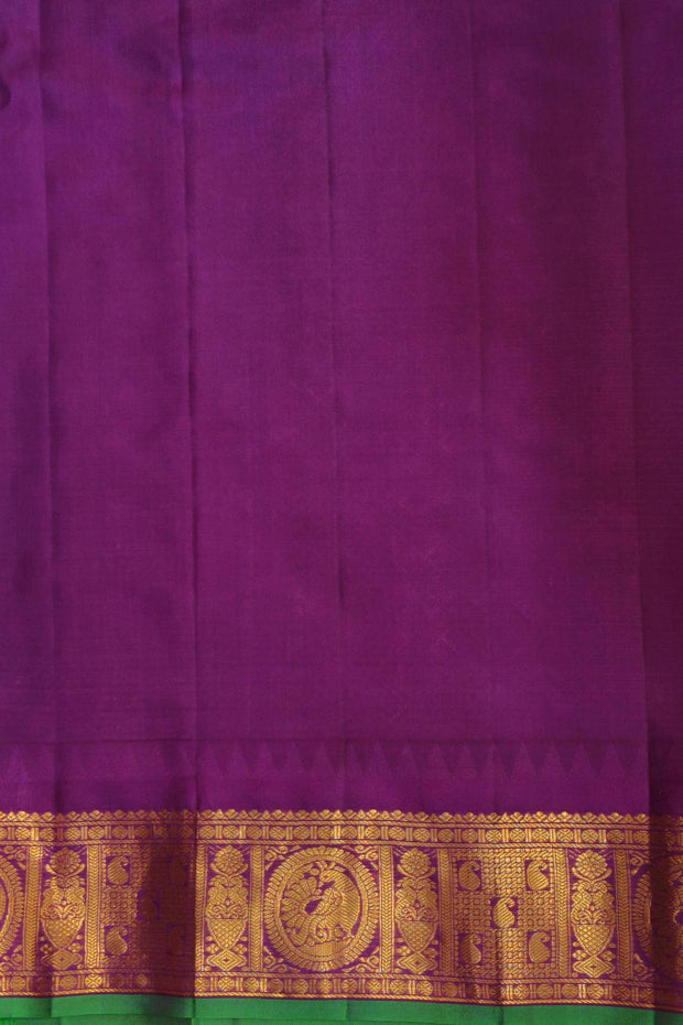 Gadwal pure silk saree in parrot green in fine checks
