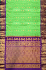 Gadwal pure silk saree in parrot green in fine checks