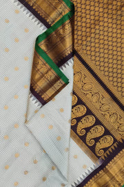 Gadwal pure silk saree in  off white in fine checks