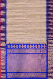 Gadwal pure silk saree in light chickoo in fine checks