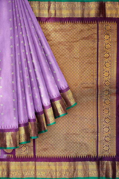 Gadwal pure silk saree in lavender in fine checks