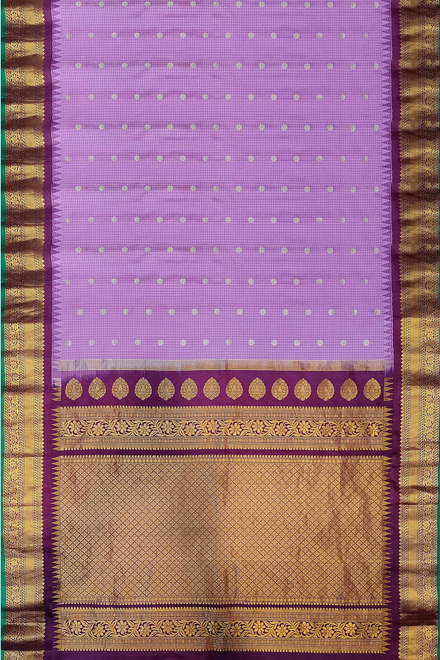 Gadwal pure silk saree in lavender in fine checks