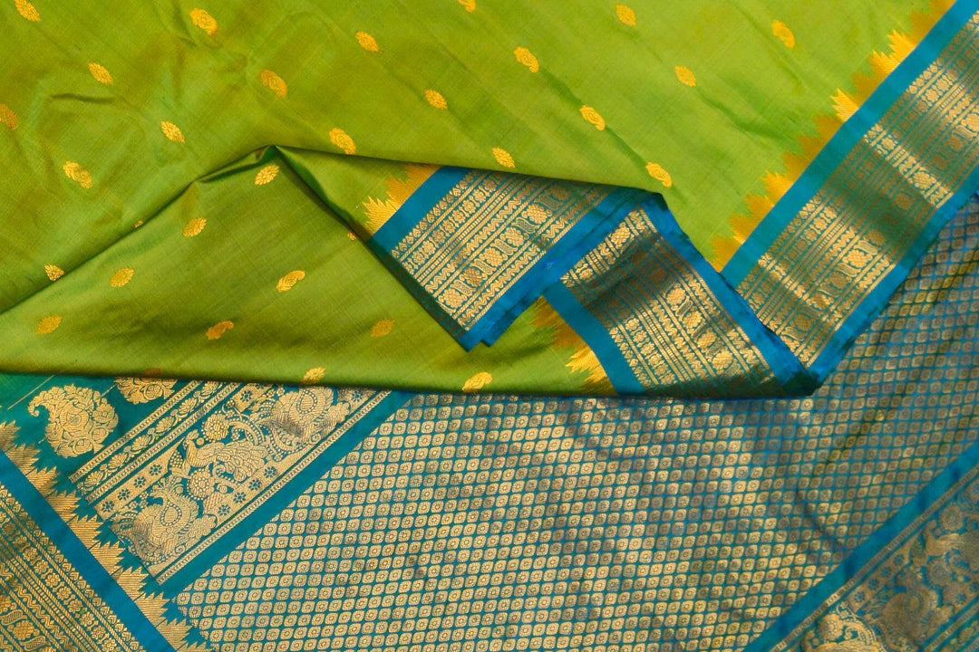 Gadwal pure silk saree in  green