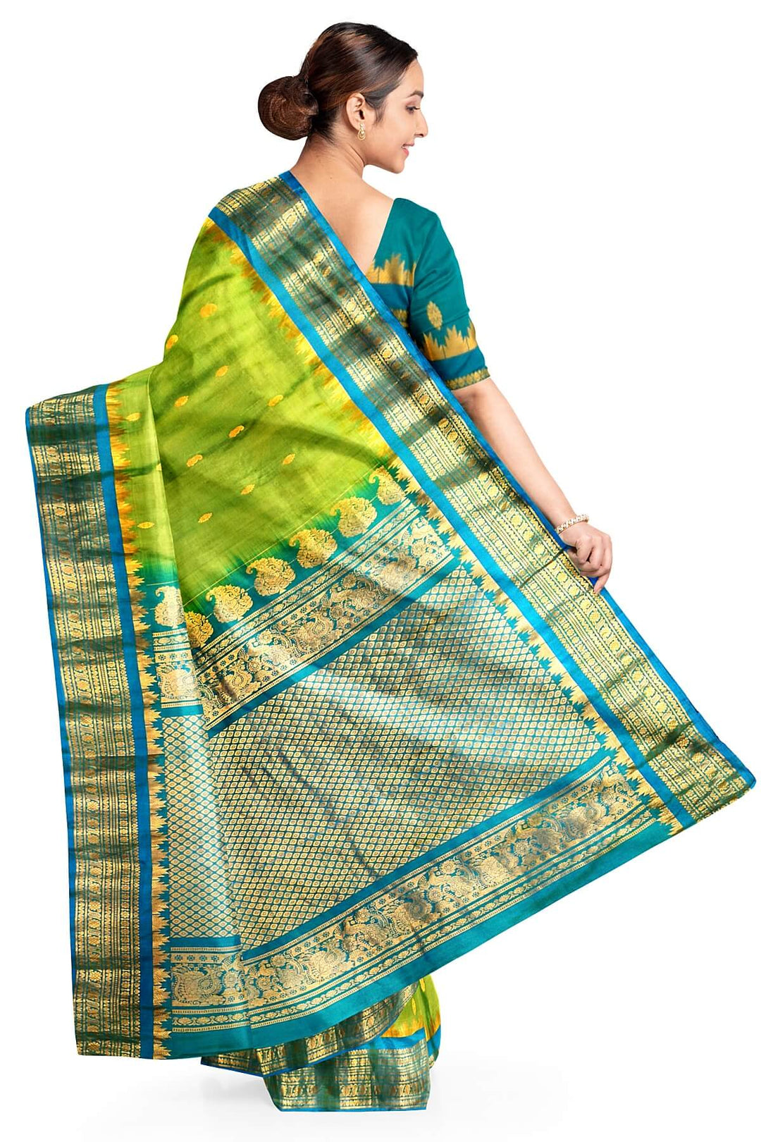 Gadwal pure silk saree in  green