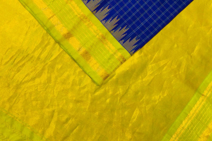 Gadwal pure silk saree in blue with checks