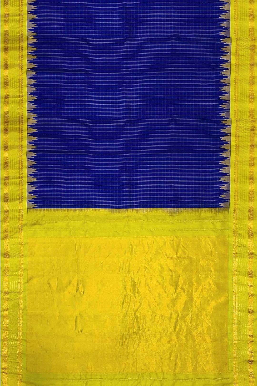 Gadwal pure silk saree in blue with checks