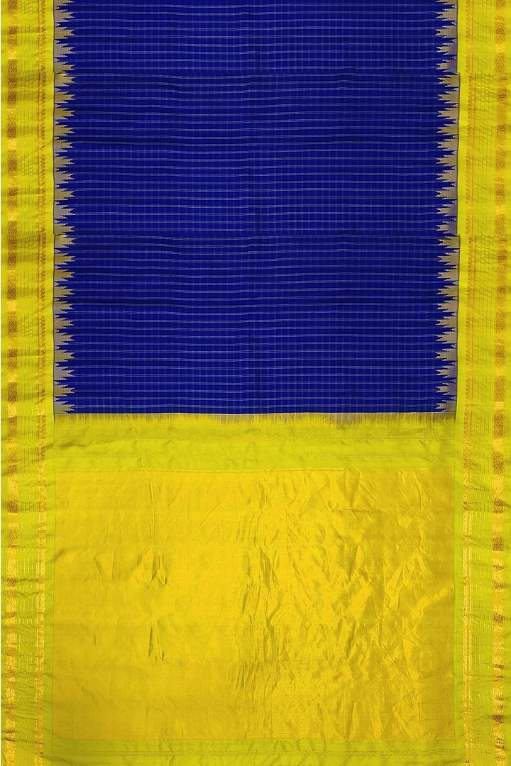 Gadwal pure silk saree in blue with checks