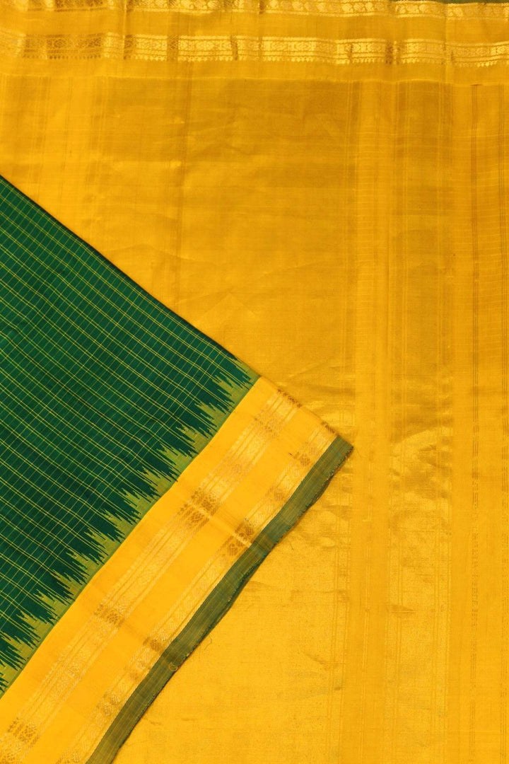 Gadwal pure silk saree in bottle green