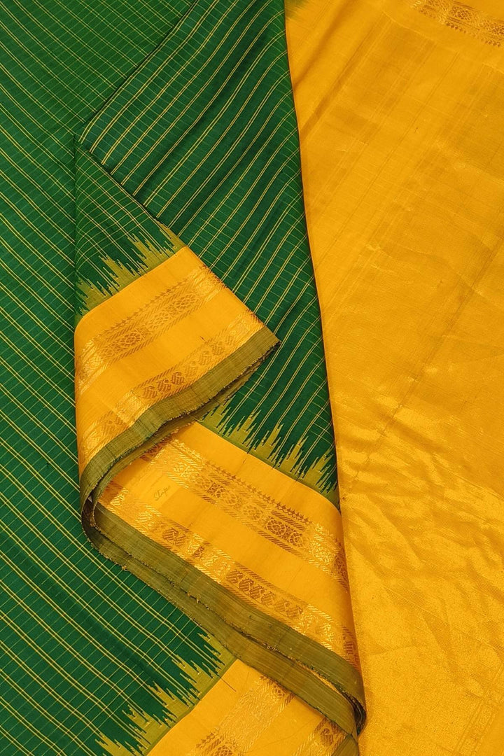 Gadwal pure silk saree in bottle green