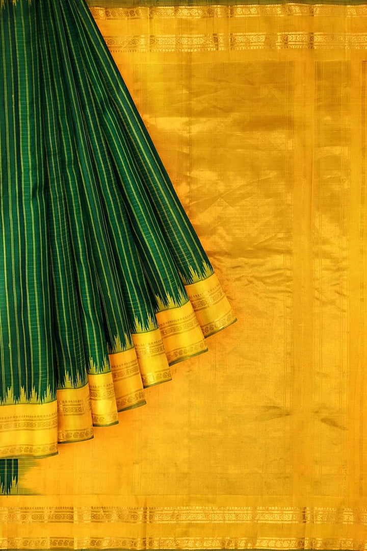 Gadwal pure silk saree in bottle green