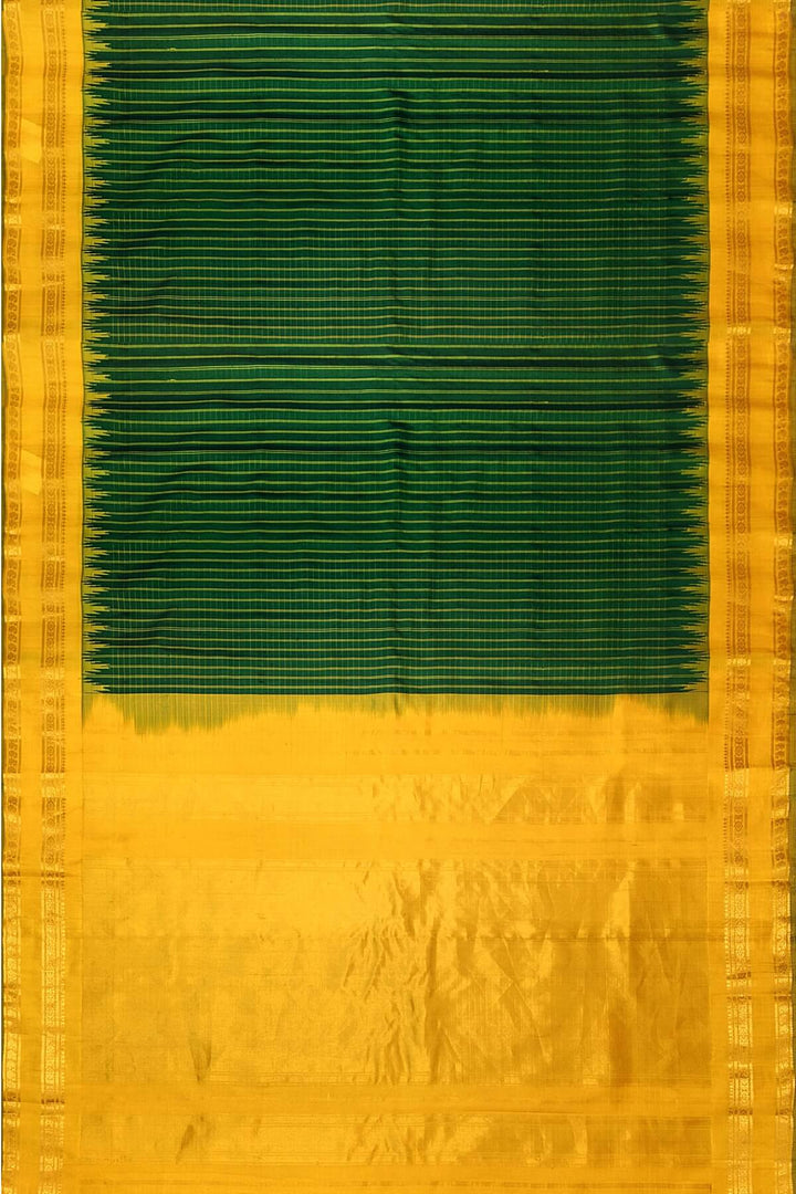 Gadwal pure silk saree in bottle green