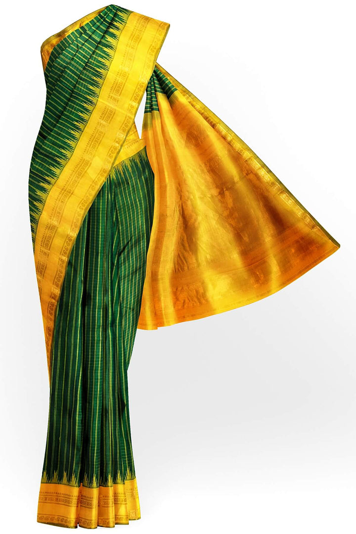Gadwal pure silk saree in bottle green