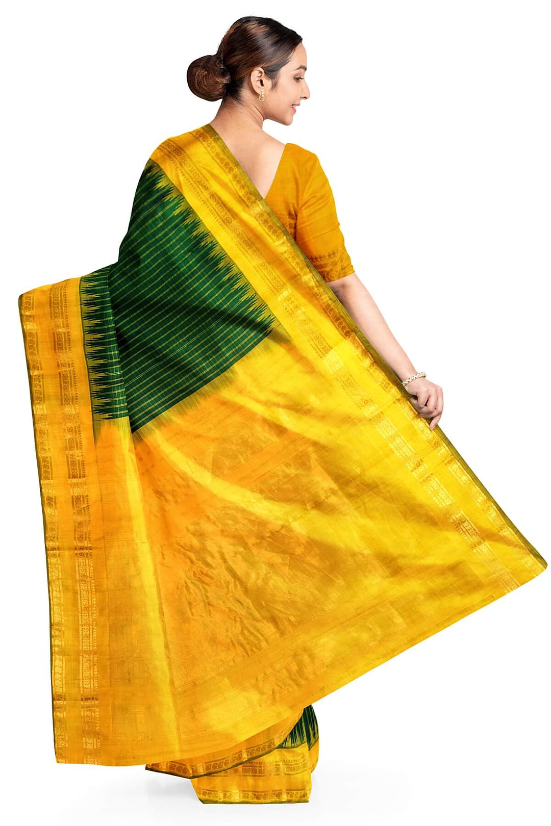 Gadwal pure silk saree in bottle green