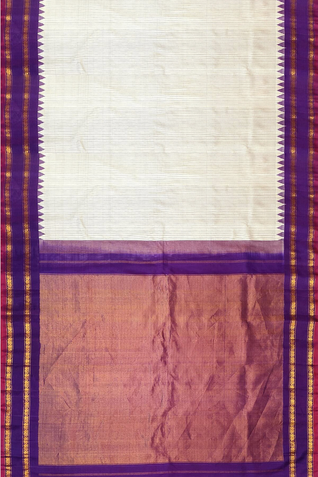 Gadwal pure silk saree in off white