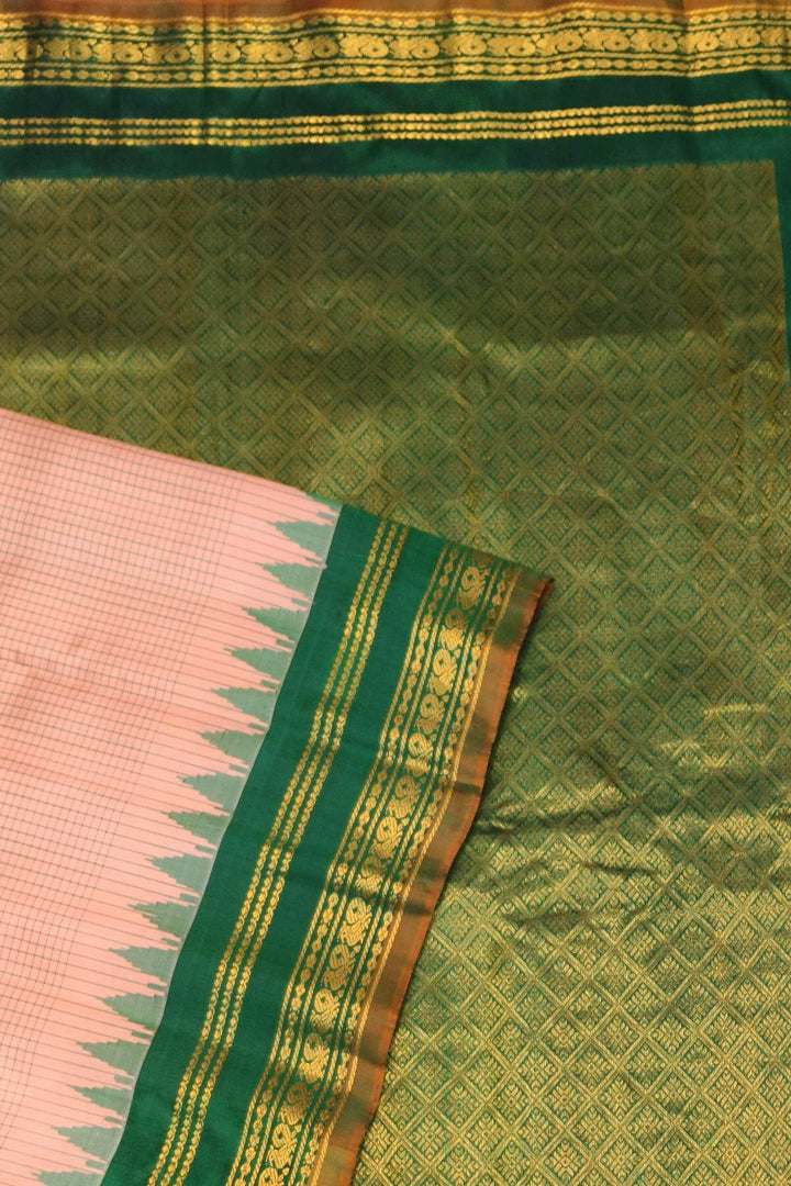 Gadwal pure silk saree in peach