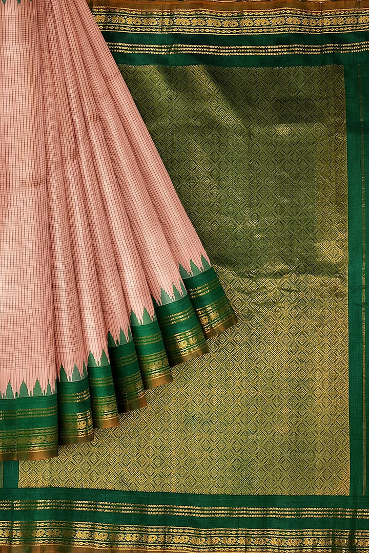 Gadwal pure silk saree in peach