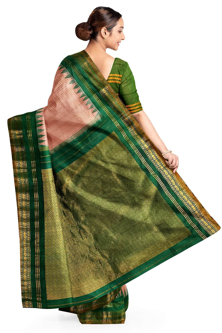 Gadwal pure silk saree in peach