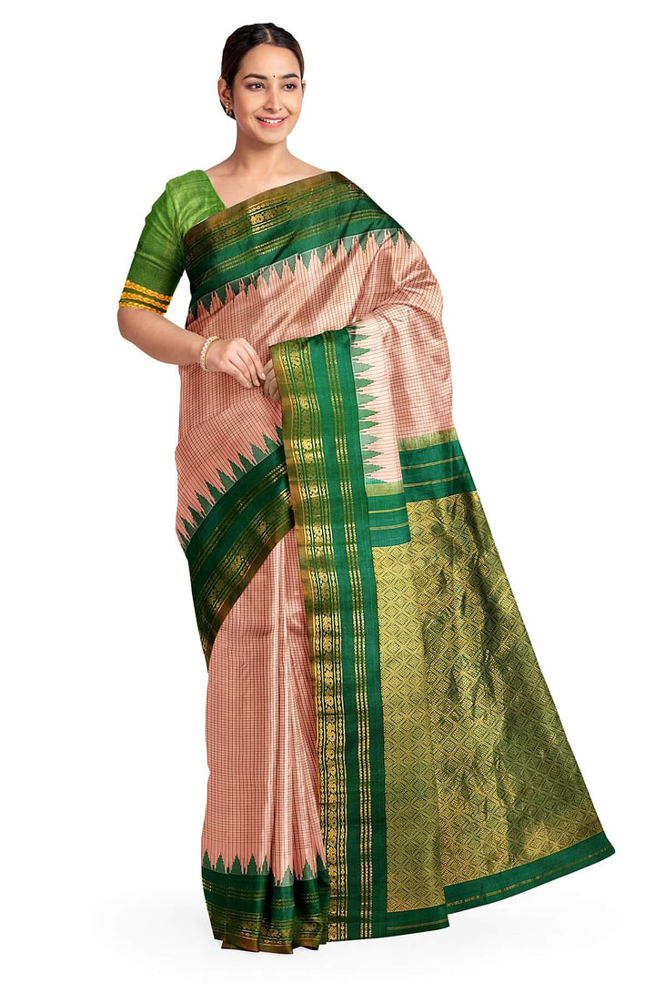 Gadwal pure silk saree in peach
