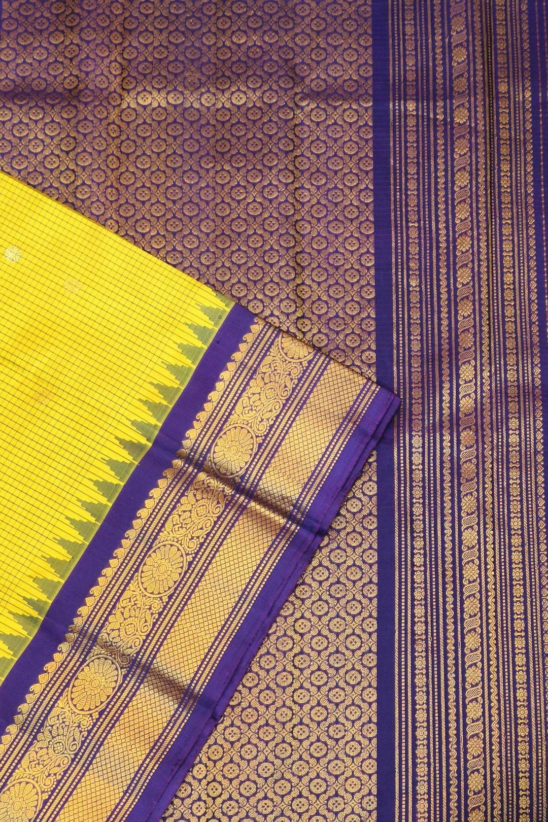 Gadwal pure silk saree in lemon green