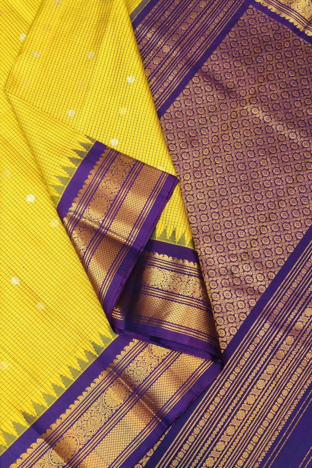 Gadwal pure silk saree in lemon green