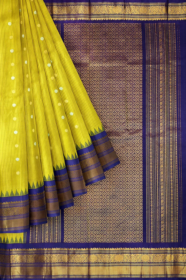 Gadwal pure silk saree in lemon green